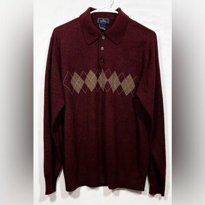 Dockers Size Large Maroon Men’s Argyle Button Sweater